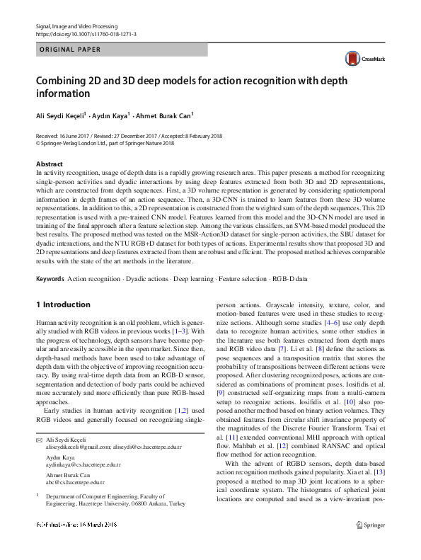 (PDF) Combining 2D and 3D deep models for action recognition with depth ...