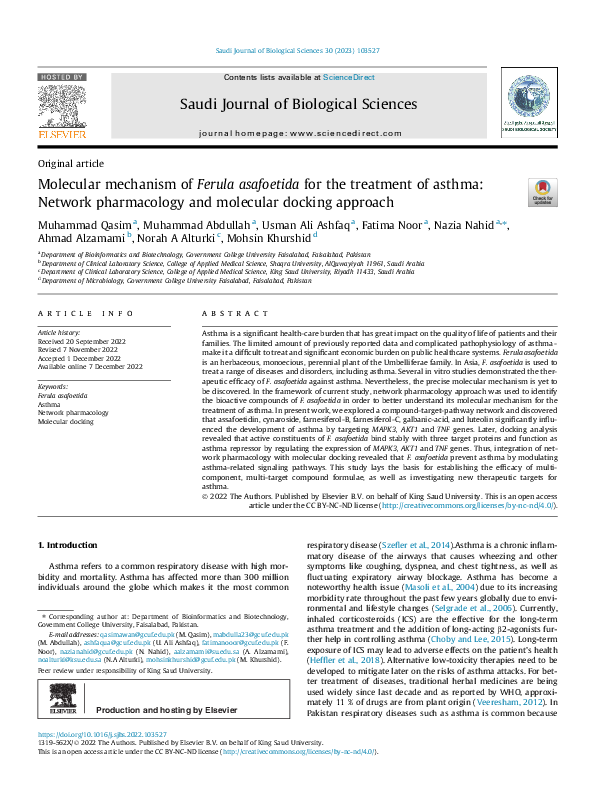 (PDF) Molecular mechanism of Ferula asafoetida for the treatment of ...