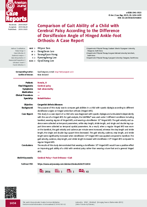 (PDF) Comparison of Gait Ability of a Child with Cerebral Palsy ...