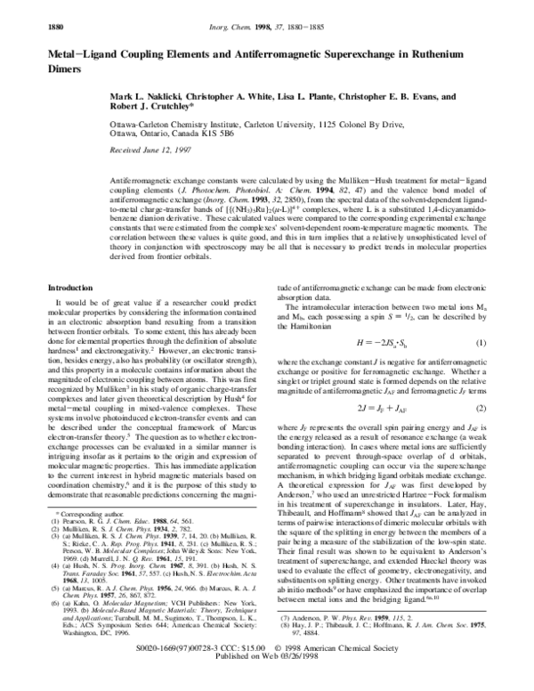 (PDF) Metal−Ligand Coupling Elements and Antiferromagnetic ...