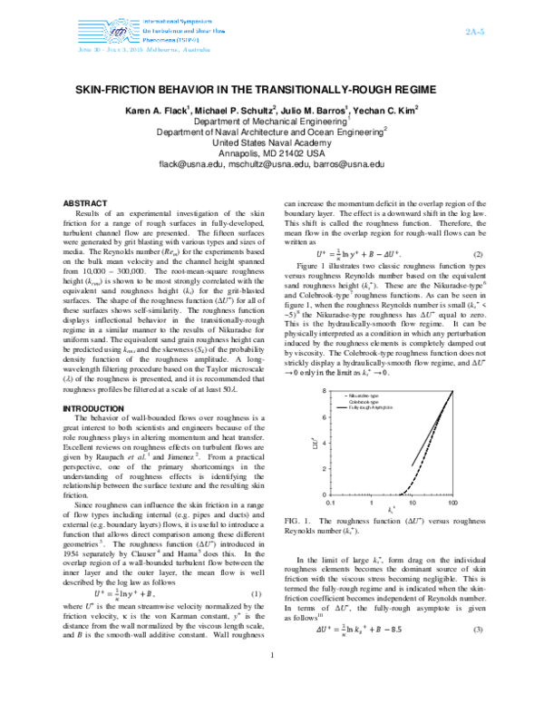 (PDF) Skin-friction behavior in the transitionally-rough regime