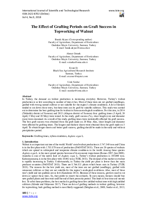 (PDF) The Effect of Grafting Periods on Graft Success in Topworking of ...