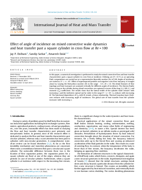 (PDF) Effect of angle of incidence on mixed convective wake dynamics ...