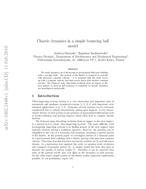 (PDF) An analytical and numerical study of chaotic dynamics in a simple ...