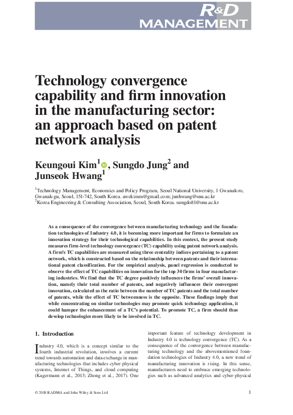 (PDF) Technology convergence capability and firm innovation in the ...