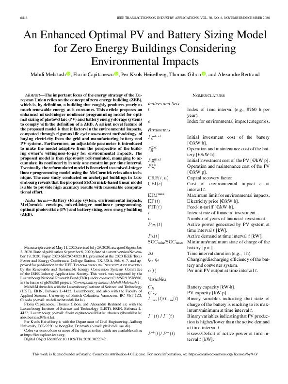 (PDF) An Enhanced Optimal PV and Battery Sizing Model for Zero Energy ...