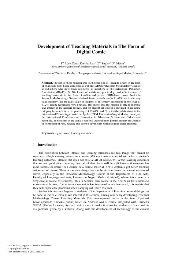 (PDF) Development of Teaching Materials in The Form of Digital Comic