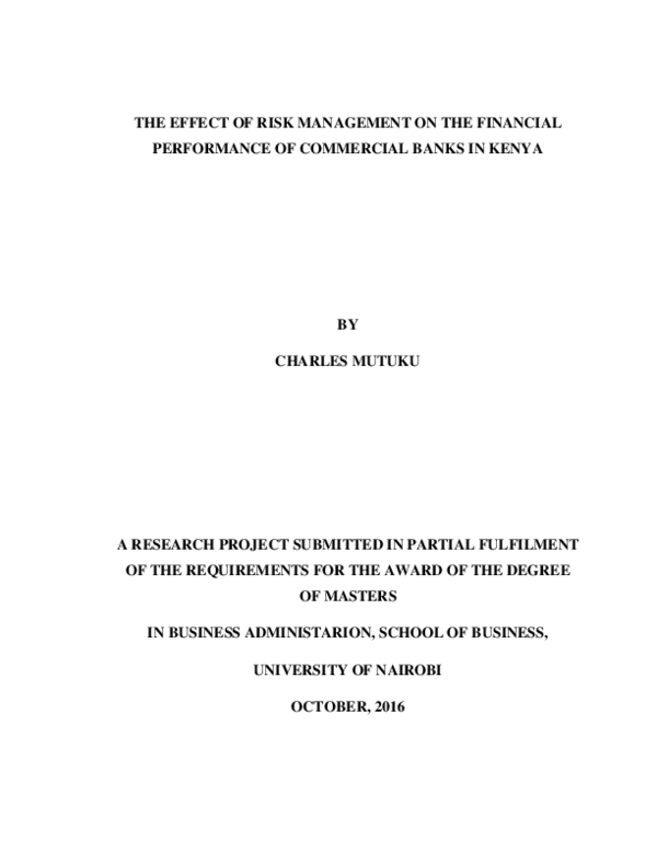 (PDF) The effect of risk management on the financial performance of ...