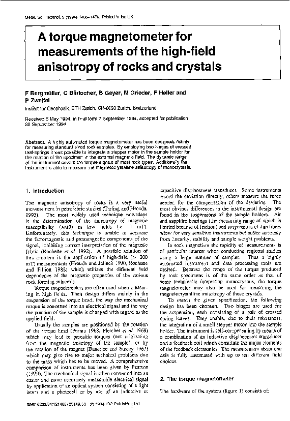 (PDF) A torque magnetometer for measurements of the high-field ...