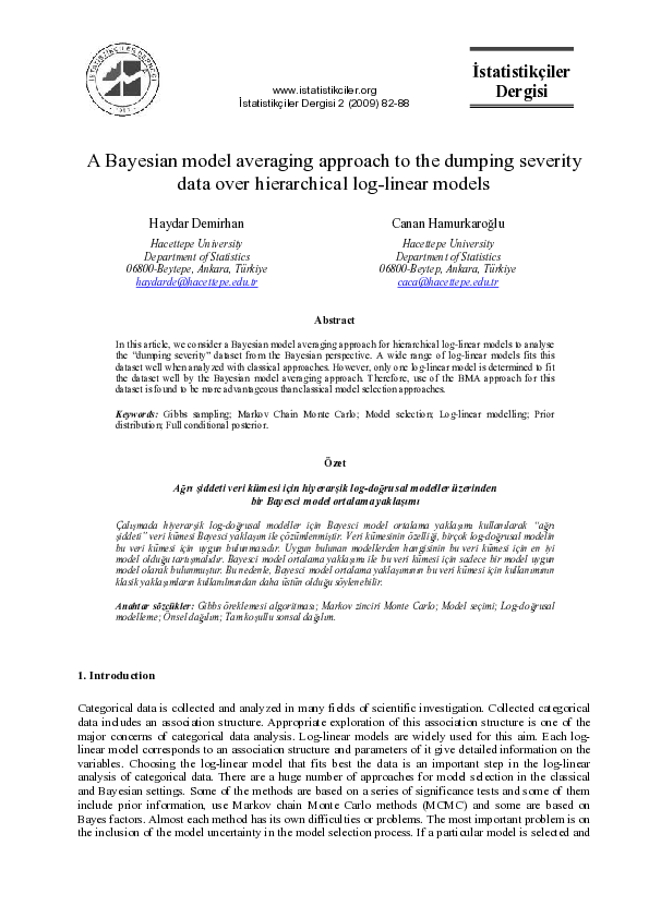 (PDF) A Bayesian Model Averaging Approach to the Dumping Severity Data ...