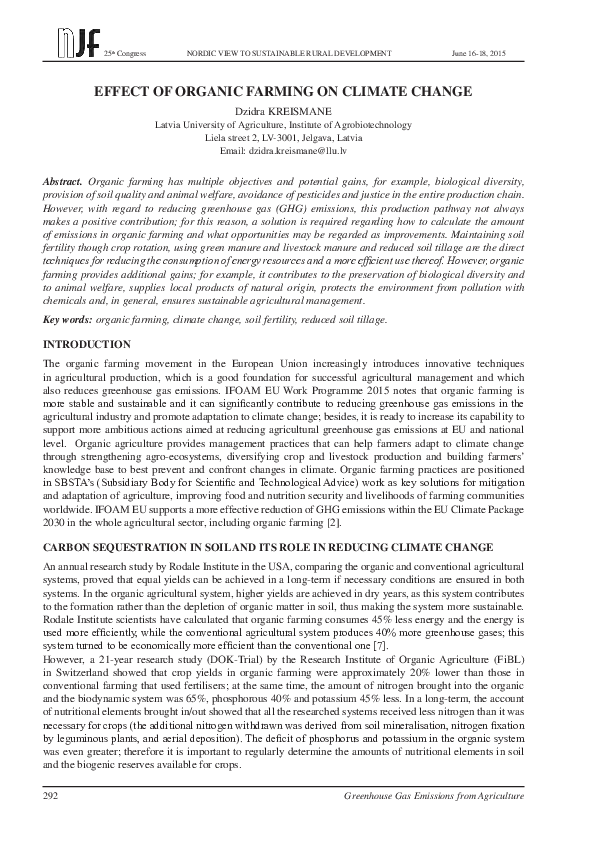 (PDF) Effect of organic farming on climate change