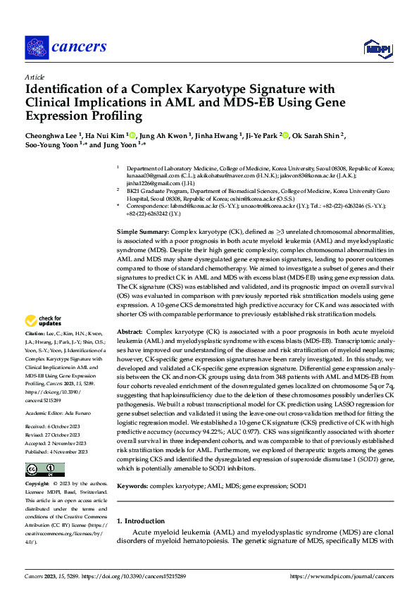 (PDF) Identification of a Complex Karyotype Signature with Clinical ...
