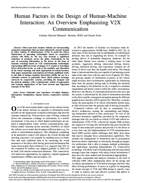 (PDF) Human Factors in the Design of Human–Machine Interaction: An ...