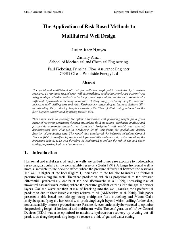 (PDF) The application of risk-based methods to multilateral well design