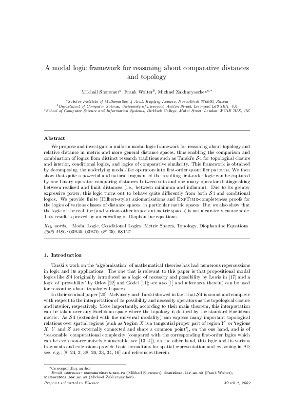 (PDF) A modal logic framework for reasoning about comparative distances ...
