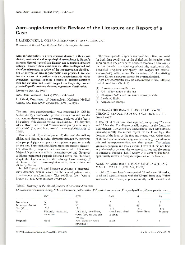 (PDF) Acro-angiodermatitis: review of the literature and report of a case