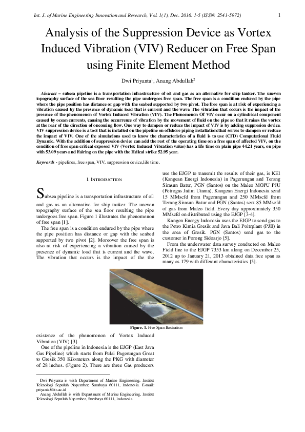 (PDF) Analysis of the Suppression Device as Vortex Induced Vibration ...