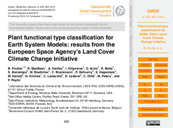 (PDF) Plant functional type classification for Earth System Models ...