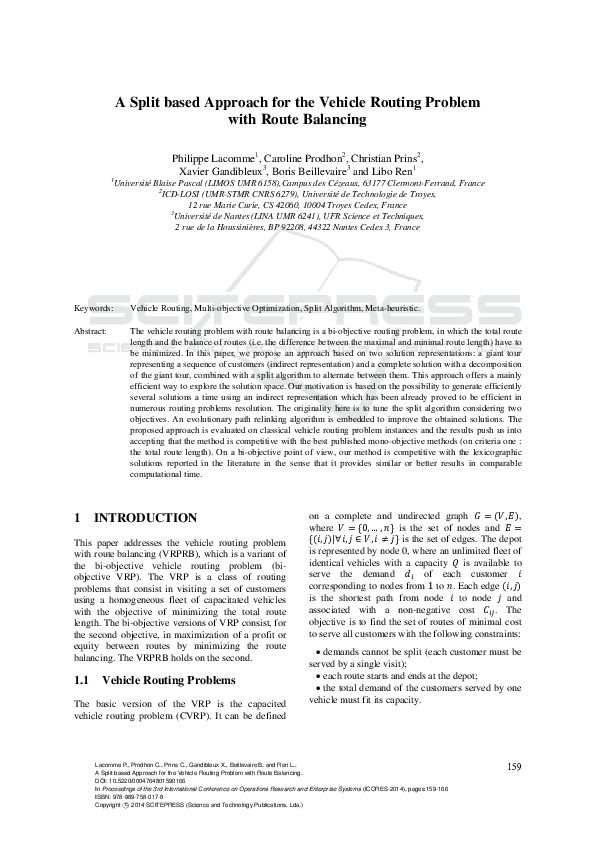 (PDF) A Split based Approach for the Vehicle Routing Problem with Route ...