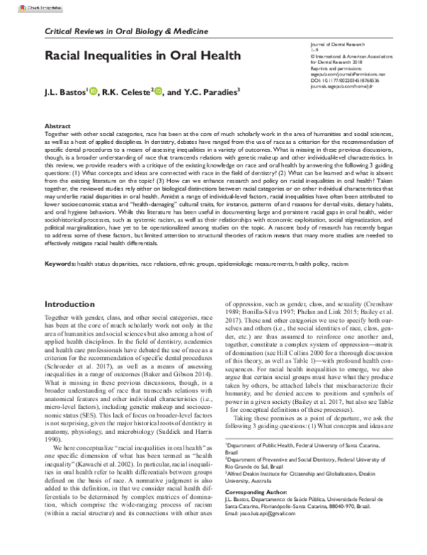 (PDF) Racial Inequalities in Oral Health