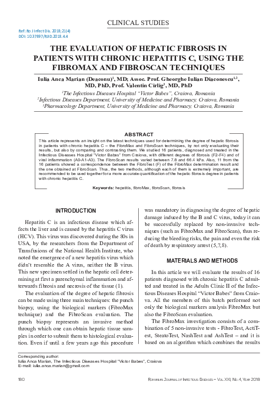 (PDF) The evaluation of hepatic fibrosis in patients with chronic ...