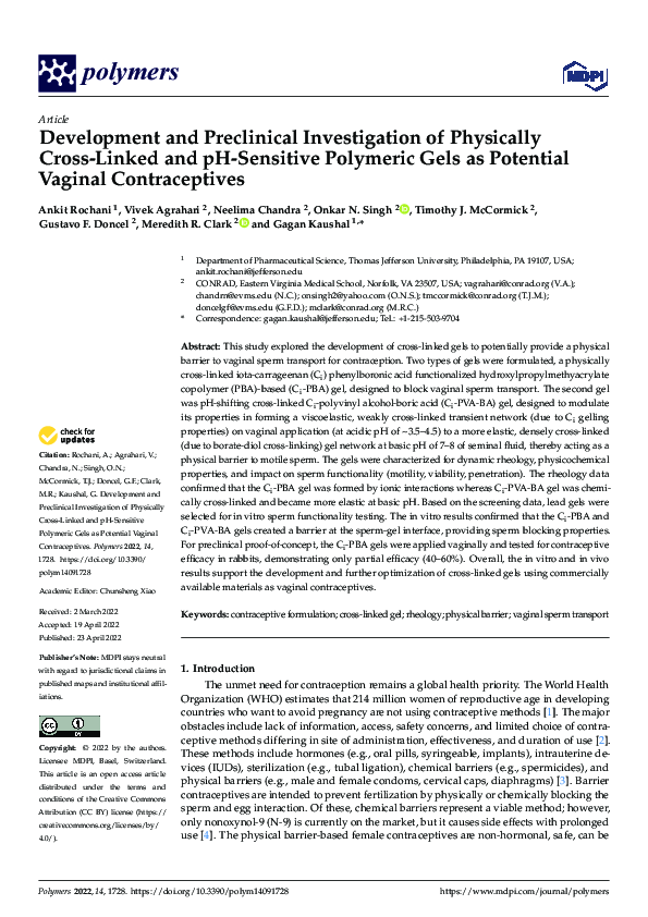 (PDF) Development and Preclinical Investigation of Physically Cross ...