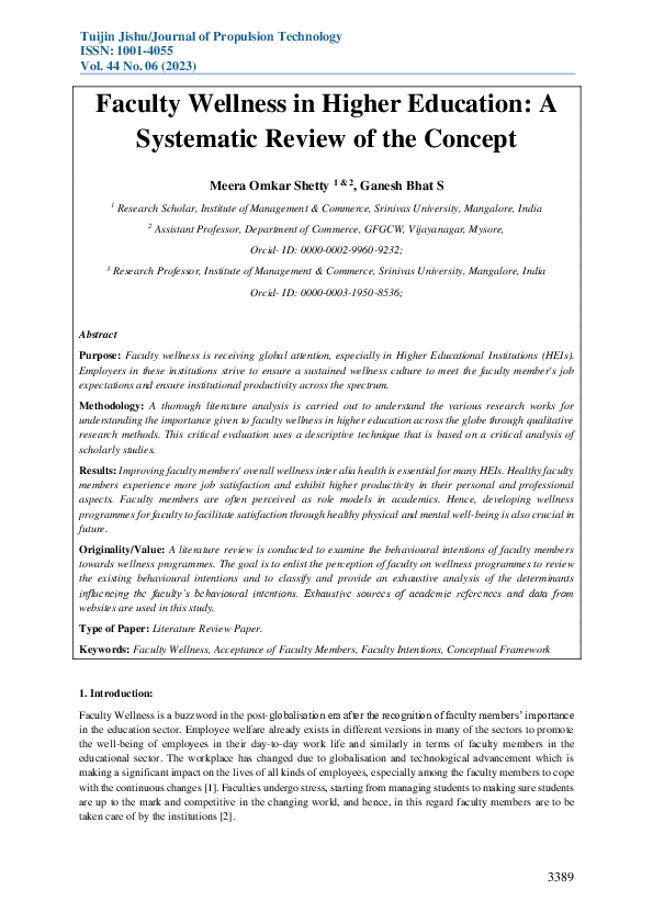(PDF) Faculty Wellness in Higher Education: A Systematic Review of the ...