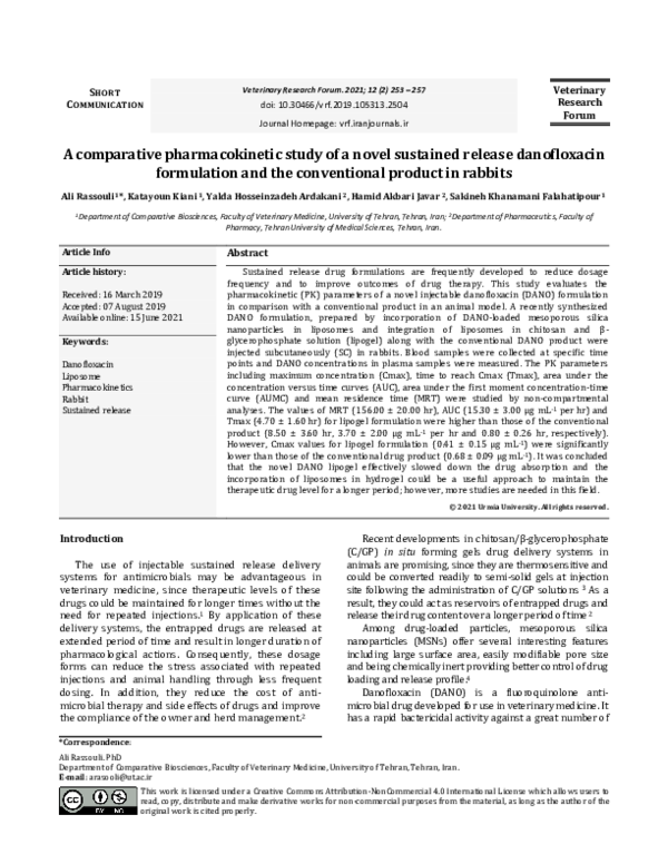 (PDF) A comparative pharmacokinetic study of a novel sustained release ...