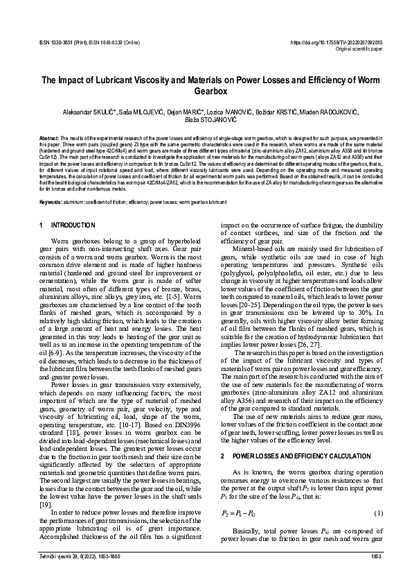(PDF) The Impact of Lubricant Viscosity and Materials on Power Losses ...