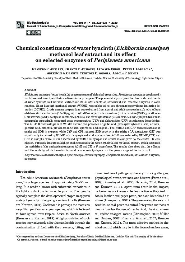 (PDF) Chemical constituents of water hyacinth (Eichhornia crassipes ...