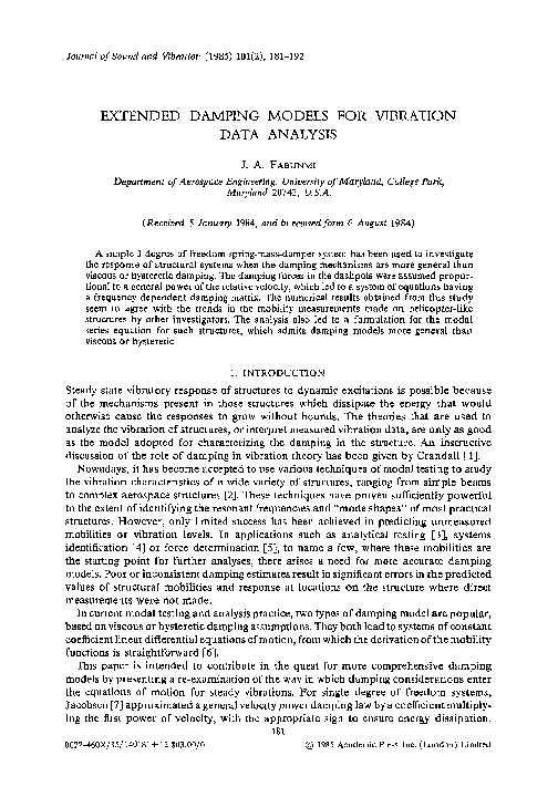 (PDF) Extended damping models for vibration data analysis