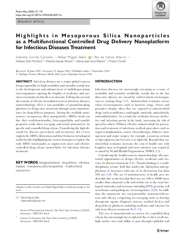 (PDF) Highlights in Mesoporous Silica Nanoparticles as a ...