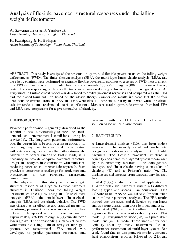 (PDF) Analysis of flexible pavement structural responses under the ...