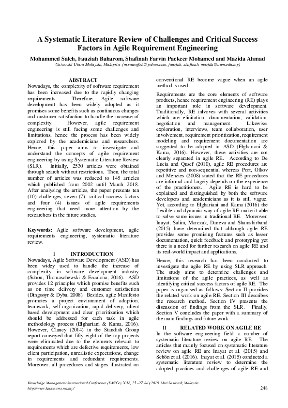 (PDF) A Systematic Literature Review of Challenges and Critical Success ...