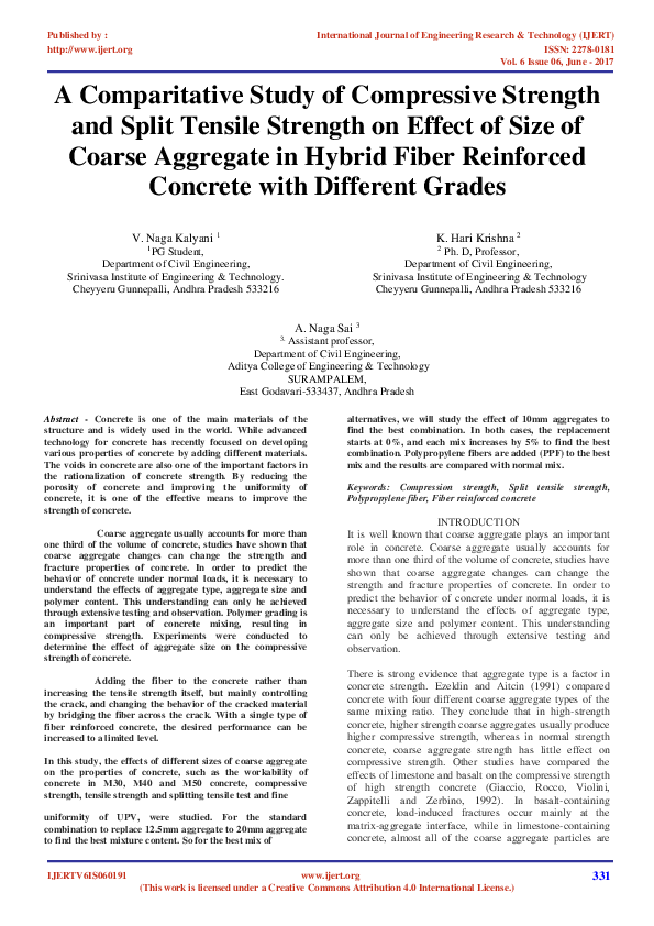 (PDF) A Comparitative Study of Compressive Strength and Split Tensile ...