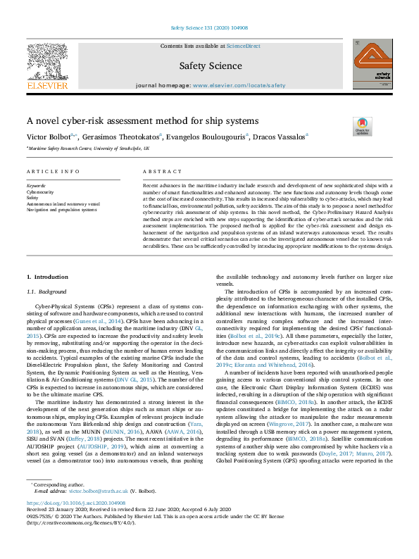 (PDF) A novel cyber-risk assessment method for ship systems