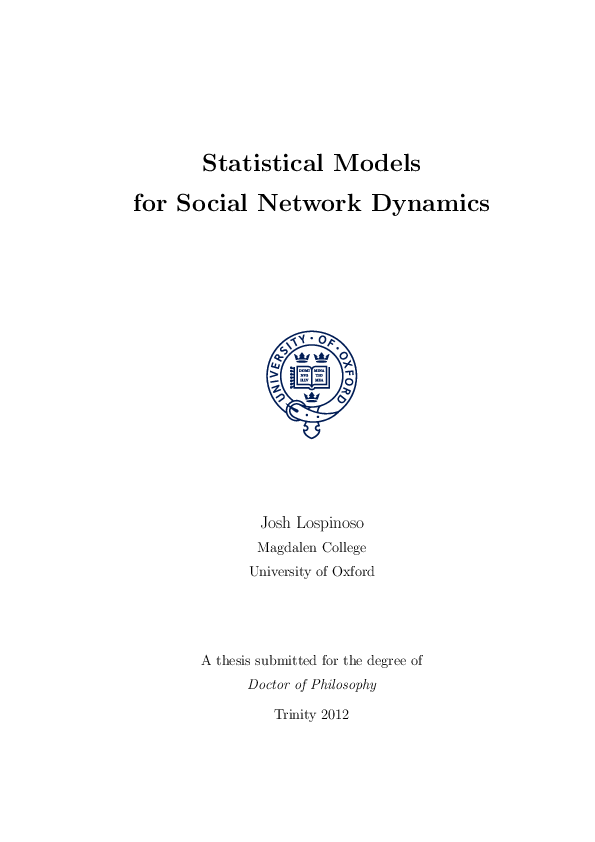 (PDF) Statistical models for social network dynamics