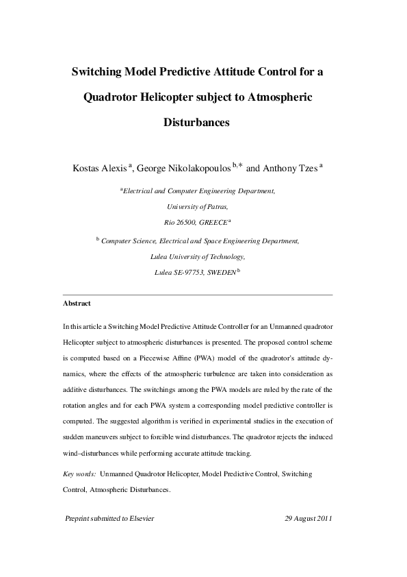 (PDF) Switching model predictive attitude control for a quadrotor ...