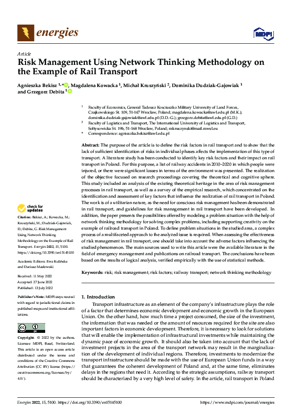 (PDF) Risk Management Using Network Thinking Methodology on the Example ...