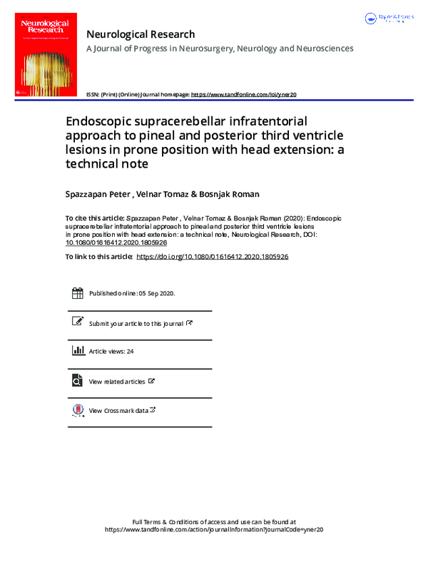 (PDF) Endoscopic supracerebellar infratentorial approach to pineal and ...