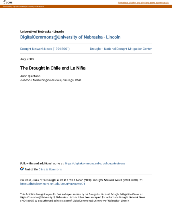 (PDF) The drought in Chile and la Niña