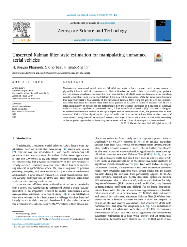 (PDF) Unscented Kalman filter state estimation for manipulating ...