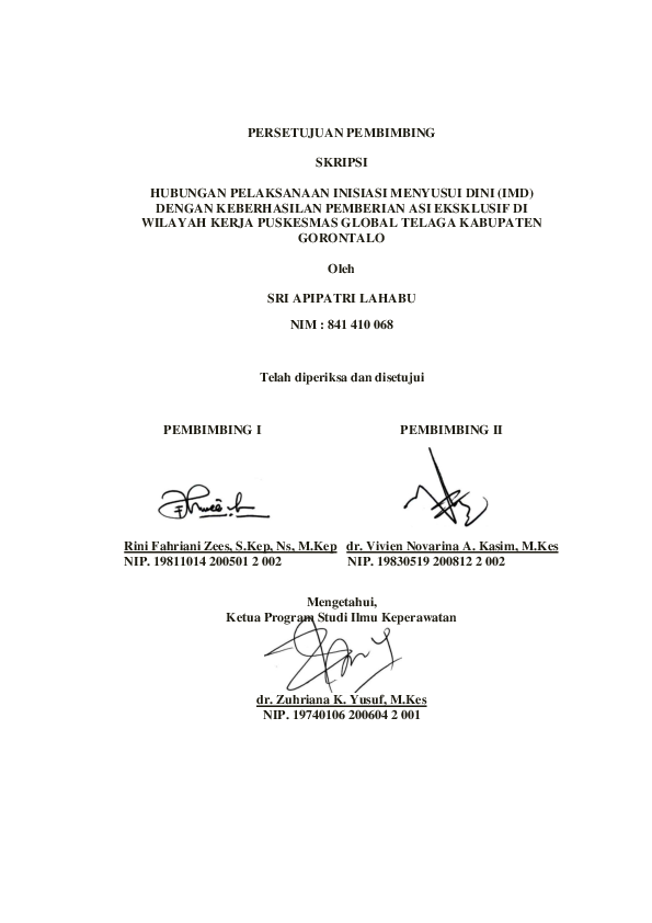 Pdf Hubungan Pelaksanaan Inisiasi Menyusui Dini Imd Dengan