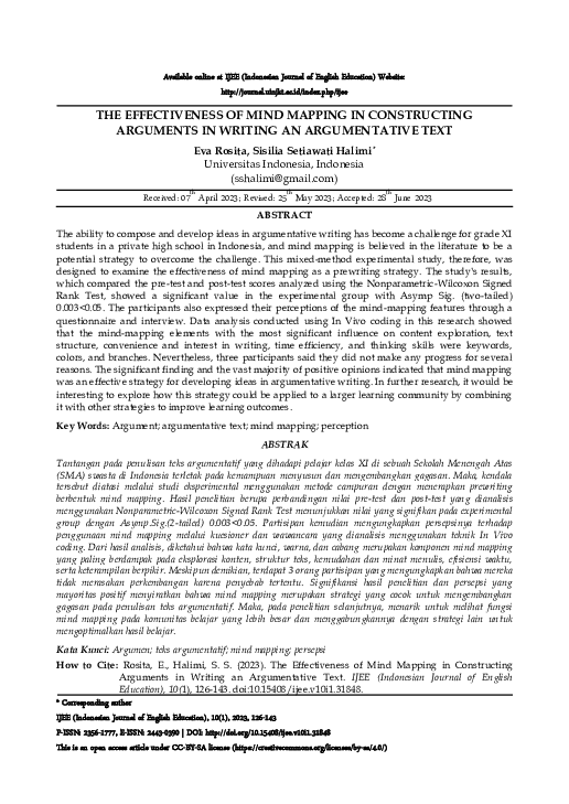 (PDF) The Effectiveness of Mind Mapping in Constructing Arguments in ...