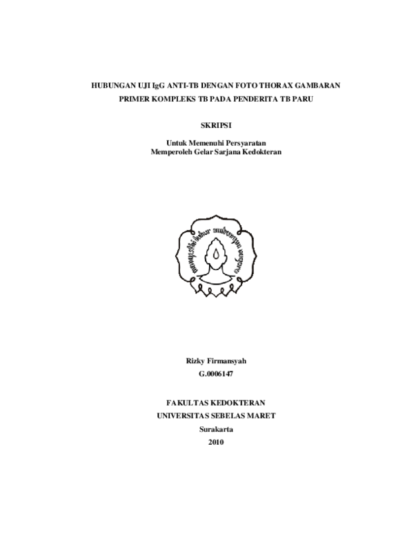 (PDF) HUBUNGAN UJI IgG ANTI-TB DENGAN FOTO THORAX GAMBARAN PRIMER