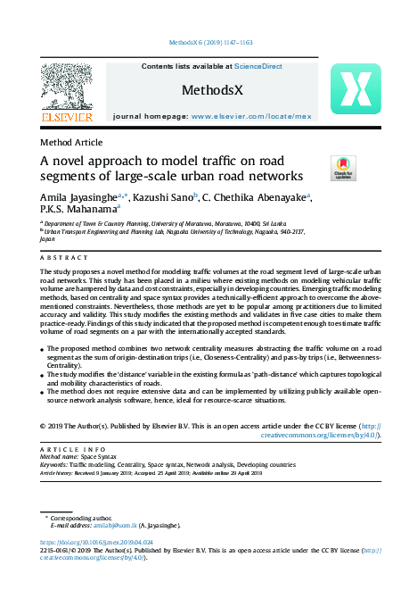 (PDF) A novel approach to model traffic on road segments of large-scale ...