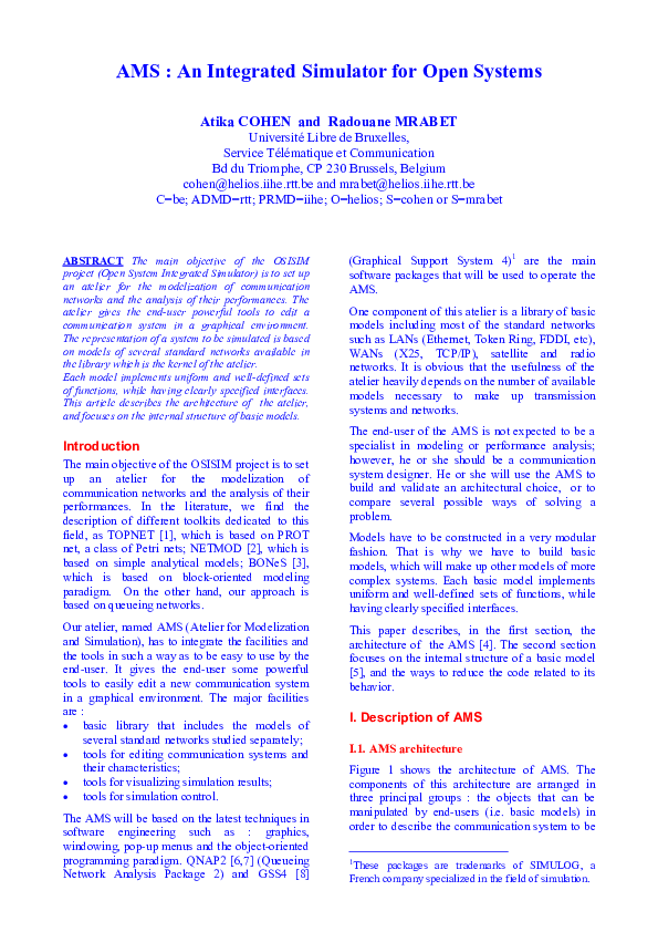 (PDF) AMS: an integrated simulator for open systems