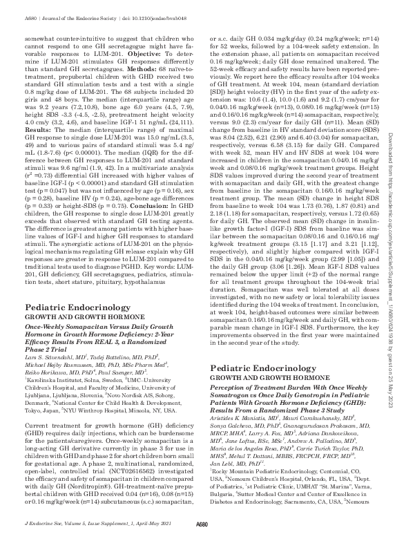 (PDF) Perception of Treatment Burden With Once Weekly Somatrogon vs ...