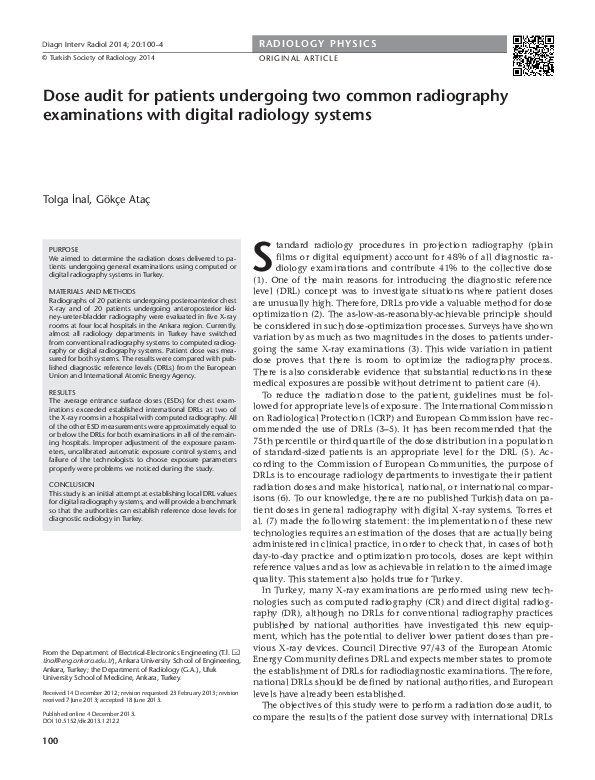(PDF) Dose audit for patients undergoing two common radiography ...