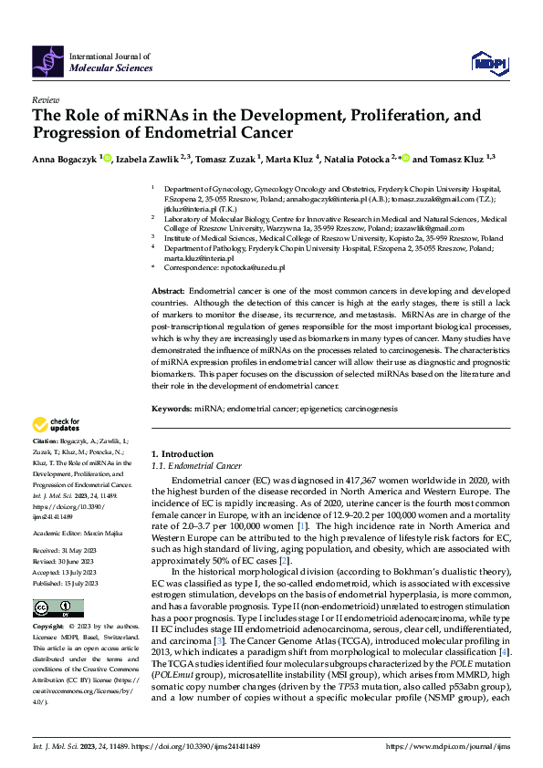 (PDF) The Role of miRNAs in the Development, Proliferation, and ...